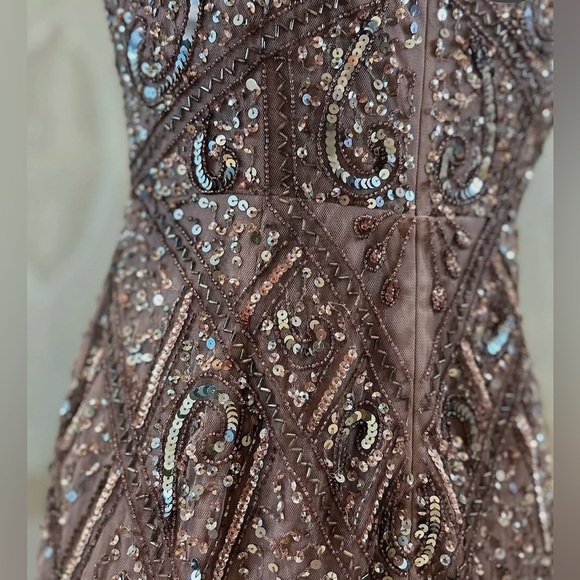 Gianni Bini Rose Gold Sequin Mermaid Gown – Formal / Wedding Guest NYE Party 6/8 - Picture 4 of 12
